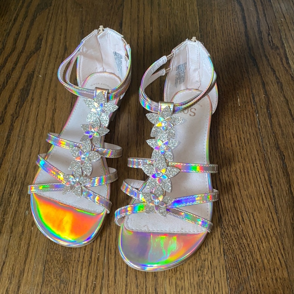 Girls holographic rose gold sandal